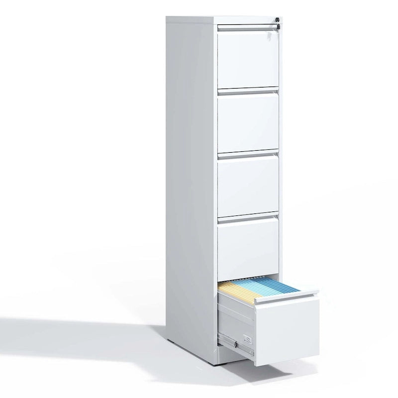 5-Drawer Steel Vertical File Cabinet with Lock and Anti-Tilt Design