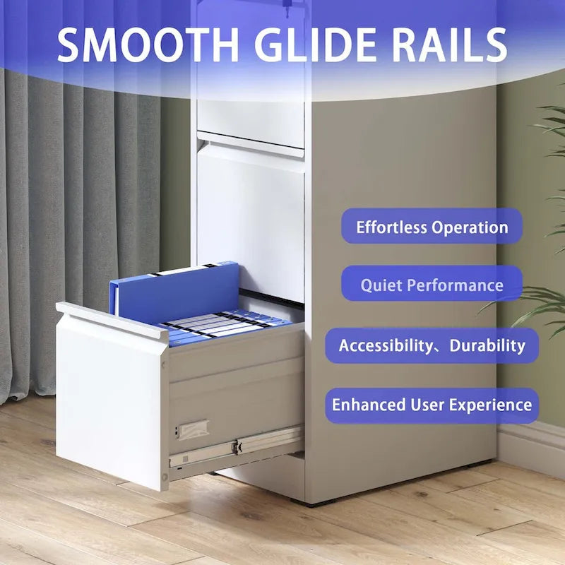 5-Drawer Steel Vertical File Cabinet with Lock and Anti-Tilt Design