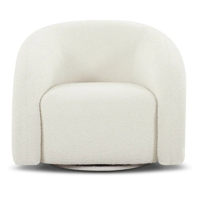 Boucle Swivel Lounge Chair with Channel Tufted Back
