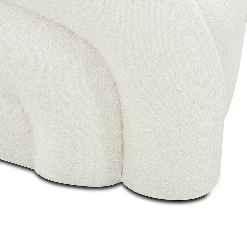Boucle Swivel Lounge Chair with Channel Tufted Back