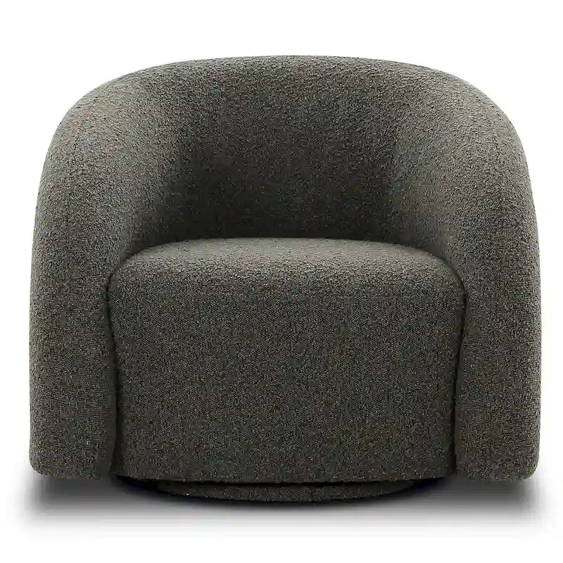 Boucle Swivel Lounge Chair with Channel Tufted Back