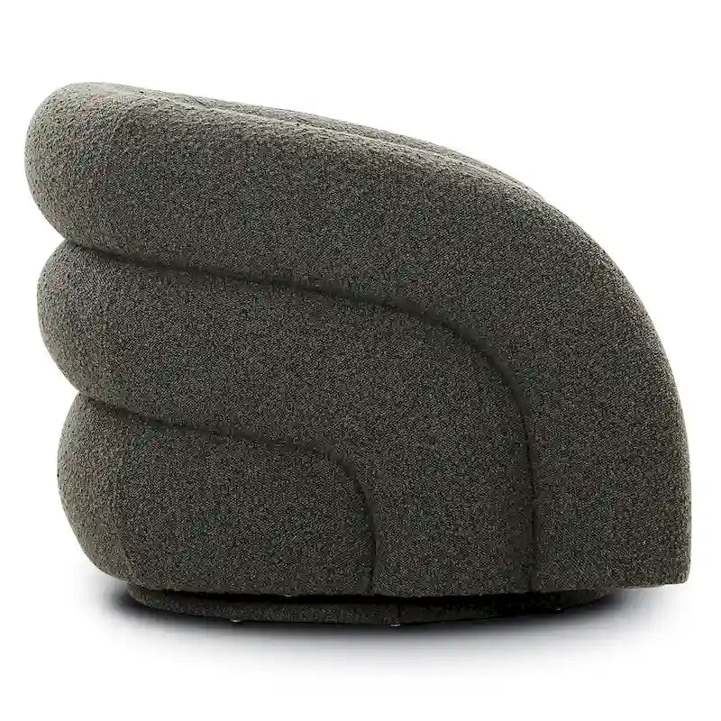 Boucle Swivel Lounge Chair with Channel Tufted Back