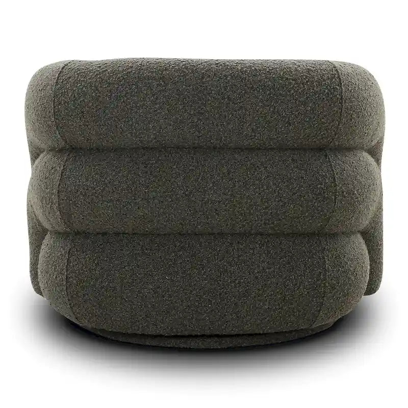Boucle Swivel Lounge Chair with Channel Tufted Back