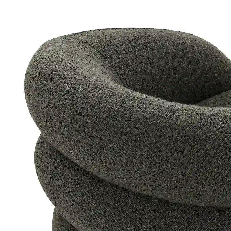 Boucle Swivel Lounge Chair with Channel Tufted Back