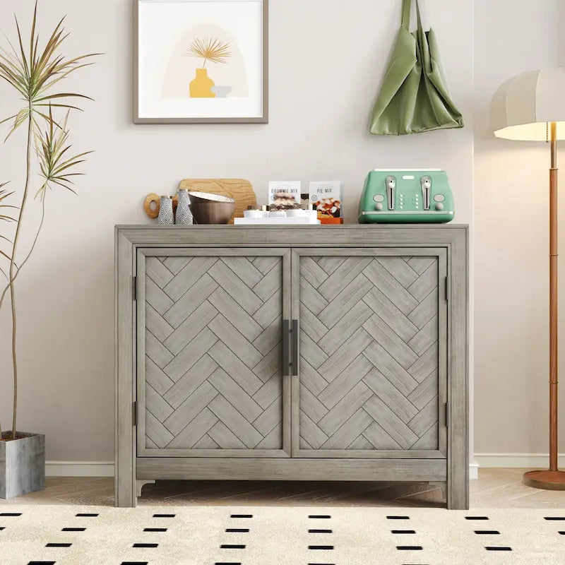 40-Inch Vintage Console Cabinet with Adjustable Shelves - Antique Style