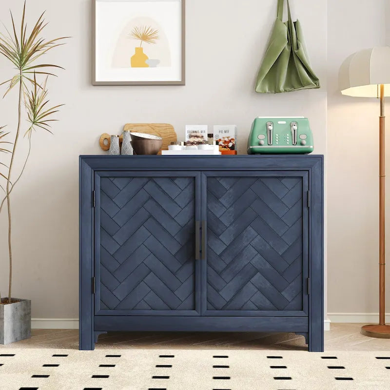 40-Inch Vintage Console Cabinet with Adjustable Shelves - Antique Style