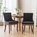 Mid-Century Fabric Dining Chairs with Solid Wood Legs and Rivet Detail - Set of 2