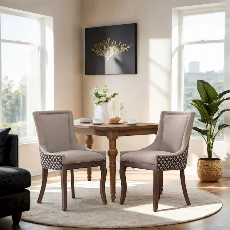 Ultra Side Dining Chair,Thickened Fabric Chairs w/Solid Wood Legs,2PCS