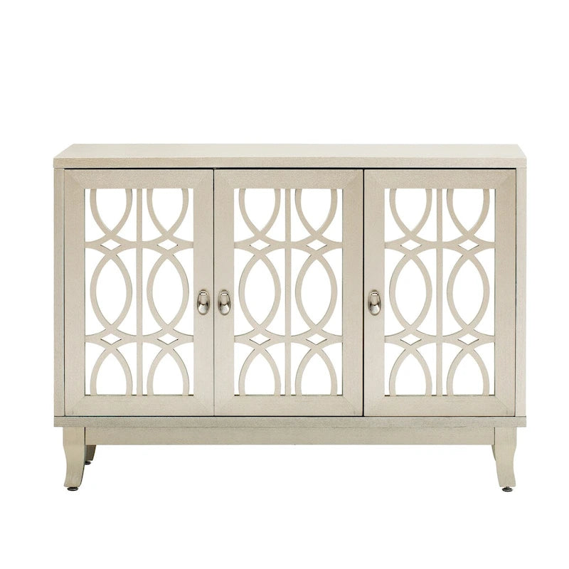 Retro Mirrored Sideboard Buffet Cabinet with 3 Glass Doors - 47.2W