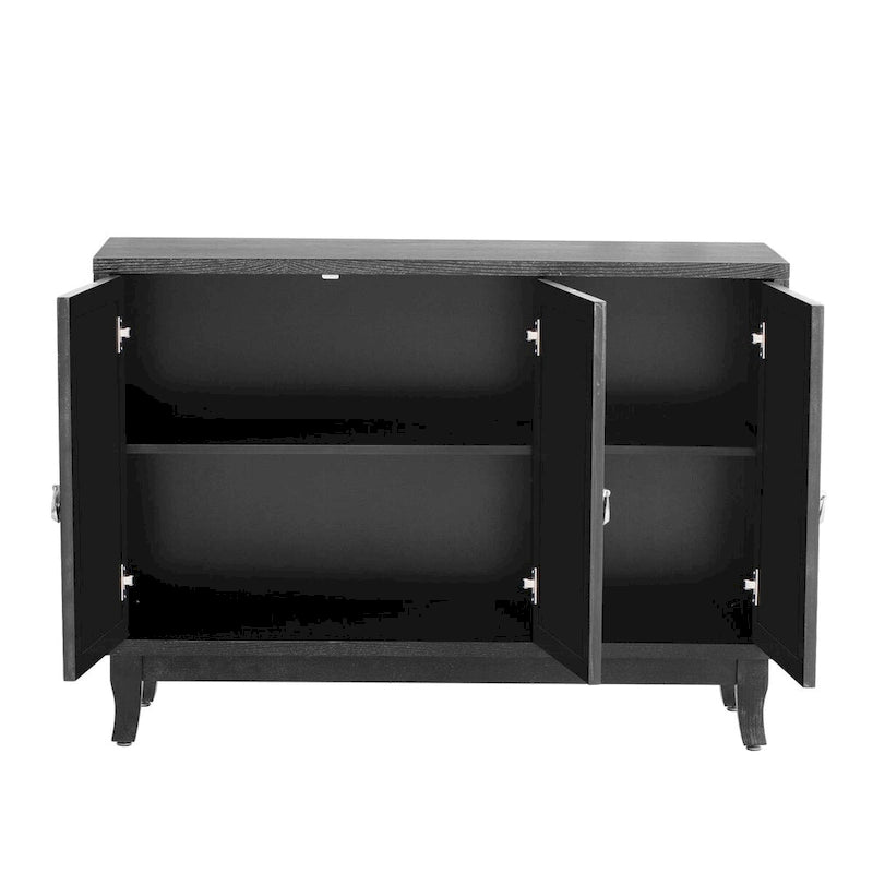 Retro Mirrored Sideboard Buffet Cabinet with 3 Glass Doors - 47.2W