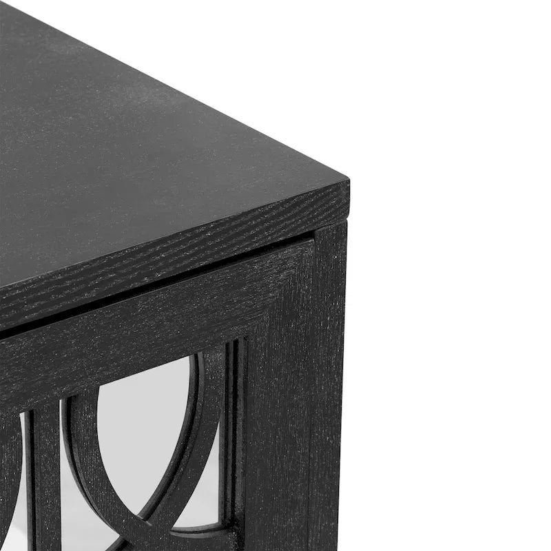 Retro Mirrored Sideboard Buffet Cabinet with 3 Glass Doors - 47.2W