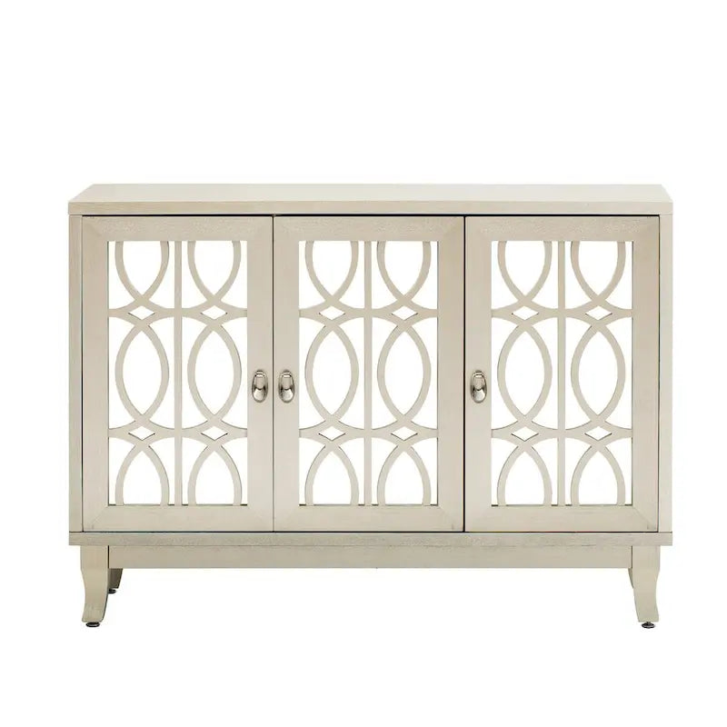 Retro Mirrored Sideboard Buffet Cabinet with 3 Glass Doors - 47.2W