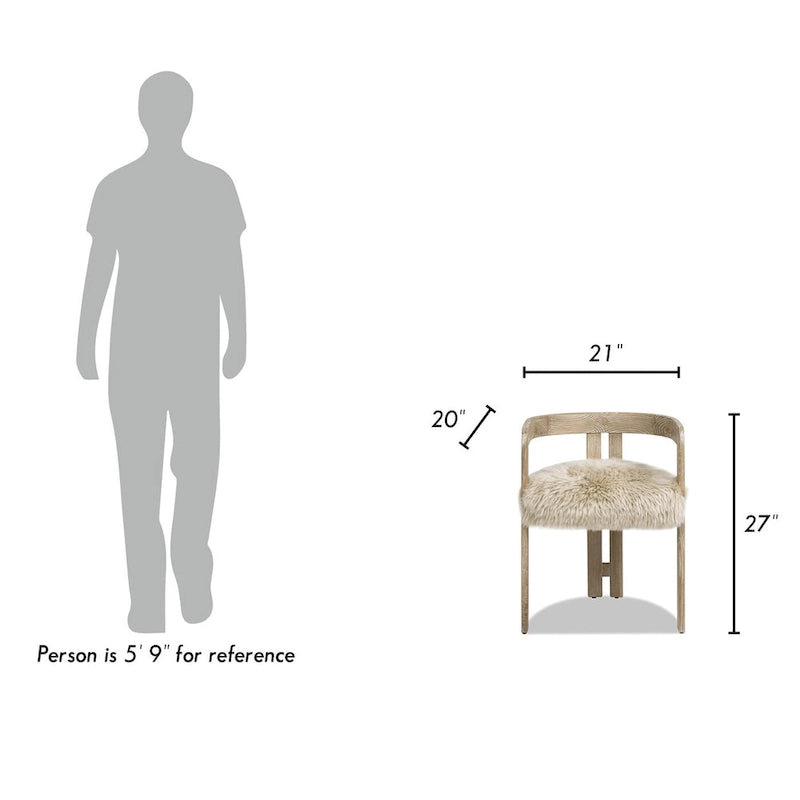 Sheepskin Upholstered Dining Chair with Ash Wood Frame