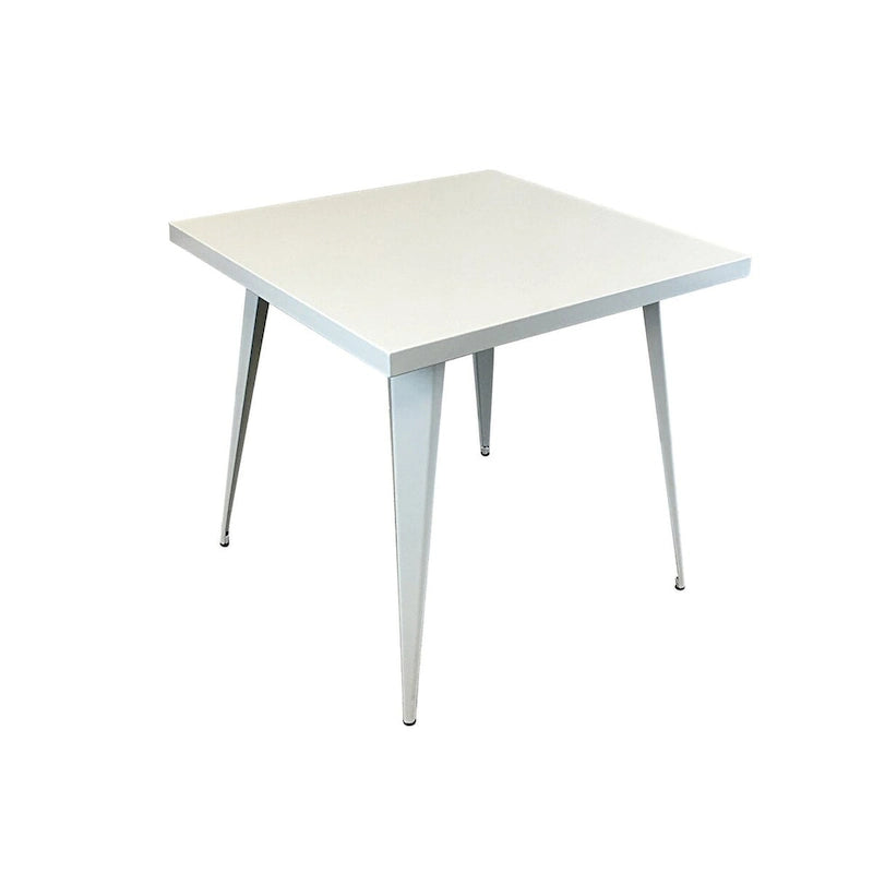 Square metal top dining table with metal legs