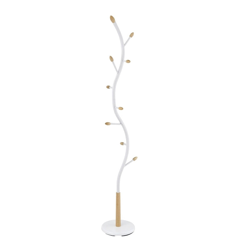 Metal 9-Hook Freestanding Coat Rack with Heavy Round Base - 74.8" Tall
