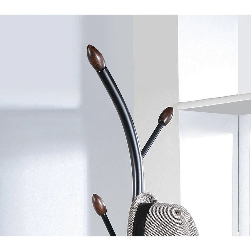 Metal 9-Hook Freestanding Coat Rack with Heavy Round Base - 74.8" Tall